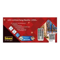 Idena NewTec 200er LED Lichtervorhang transparent 1,5 m,...