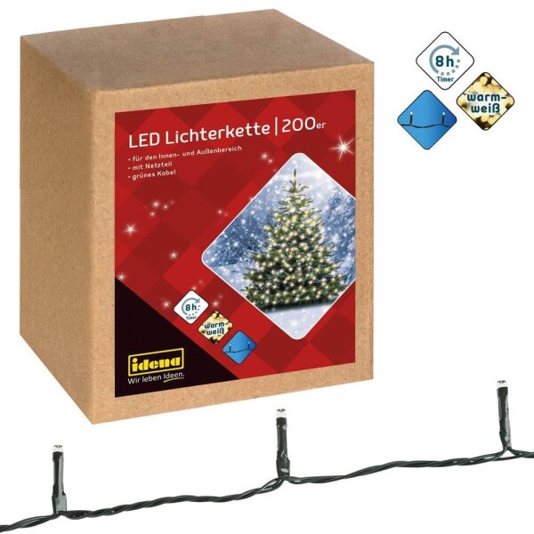 Idena 200er LED Lichterkette grün 29,9 cm, 1 St.