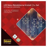 Idena Metallsterne Kristall LED Dekoleuchten weiß, 3 St.