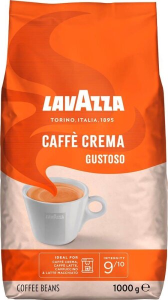 LAVAZZA Caffè Crema Gustoso Kaffeebohnen, Arabica- und Robustabohnen kräftig, 1 kg