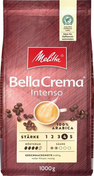 Melitta BellaCrema Intenso Espressobohnen, Arabicabohnen kräftig, 1 kg