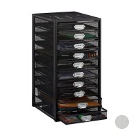 relaxdays Schubladenbox  schwarz 10024817_46, DIN A4 mit...