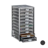 relaxdays Schubladenbox  silber 10024817_55, DIN A4 mit...