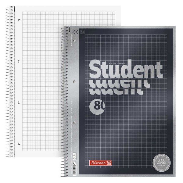 BRUNNEN Collegeblöcke Student Premium kariert DIN A4 Rand rundum, 5 St.