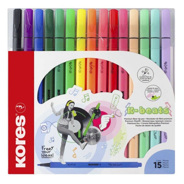 Kores® K Beats Filzstifte farbsortiert, 15 St.