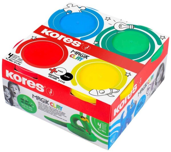 Kores® Knete Magic Clay mehrfarbig, 4 Farben je 40,0 g