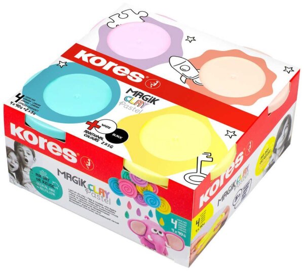 Kores® Knete Magic Clay Pastel mehrfarbig, 4 Farben je 40,0 g