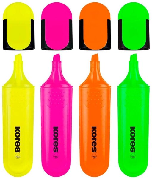 Kores® Brightliner Textmarker farbsortiert, 4 St.