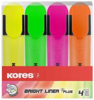 Kores® Brightliner Textmarker farbsortiert, 4 St.