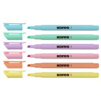 Kores® Highliner Pastell Textmarker farbsortiert, 6 St.