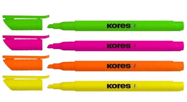 Kores® Highliner Textmarker farbsortiert, 4 St.