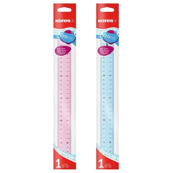 Kores® Lineal 30,0 cm, pink, blau