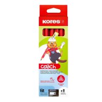 Kores® COACH Bleistifte HB rot mit Radierer, 12 St.