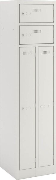 BISLEY Spind lichtgrau PLF4545D4, 4 Schließfächer 45,0 x 45,0 x 180,0 cm