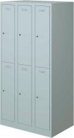 BISLEY Spind lichtgrau PL3050T2645, 6 Schließfächer 90,0 x 50,0 x 180,0 cm