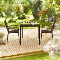 relaxdays Gartentisch braun quadratisch 77,5 x 77,5 x 74,5 cm