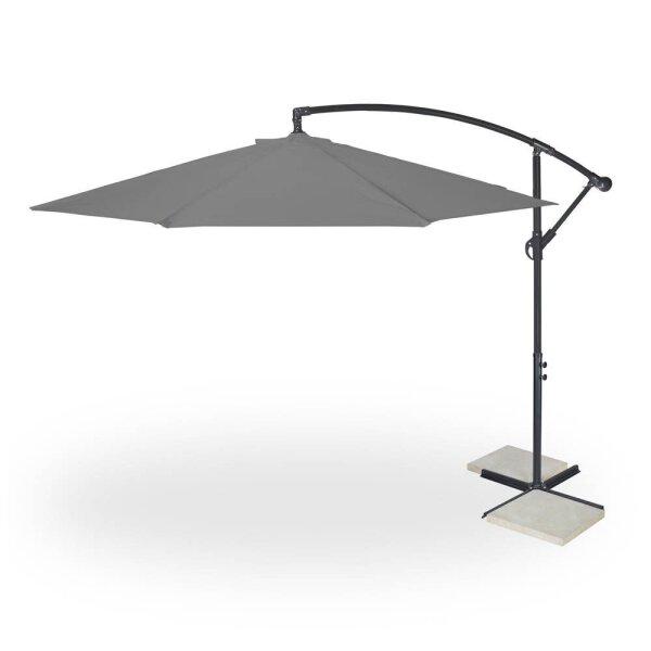 relaxdays Sonnenschirm rund, grau neigbar Ø 300,0 cm, 1 St.