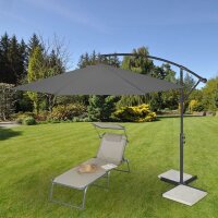 relaxdays Sonnenschirm rund, grau neigbar Ø 300,0 cm, 1 St.