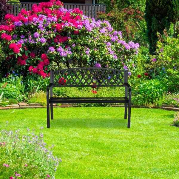 relaxdays Gartenbank 10026115_0 schwarz Metall 127,5 cm