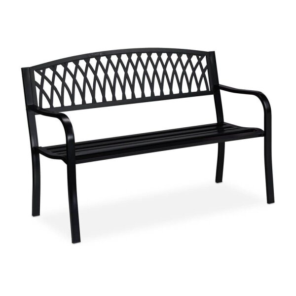 relaxdays Gartenbank 10030991_0 schwarz Metall 127,0 cm