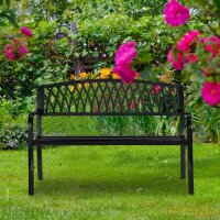 relaxdays Gartenbank 10030991_0 schwarz Metall 127,0 cm