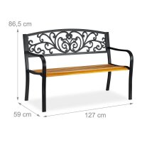 relaxdays Gartenbank 10030990_0 schwarz/braun Metall...