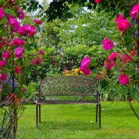 relaxdays Gartenbank 10030987_0 schwarz/bronze Metall 102,0 cm