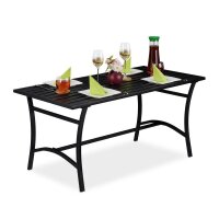 relaxdays Gartentisch schwarz rechteckig 120,0 x 60,0 x 55,5 cm