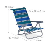 relaxdays Liegestuhl mit Armlehnen blau, 1 St.