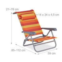 relaxdays Liegestuhl mit Armlehnen rot, 1 St.