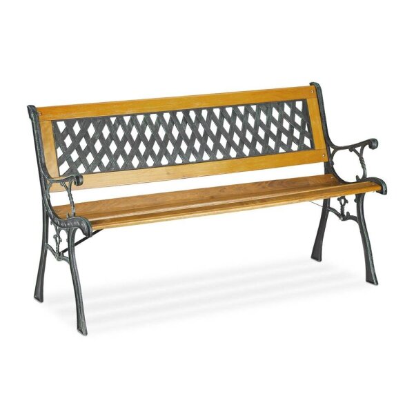 relaxdays Gartenbank 10036069_0 hellbraun/schwarz Metall 125,0 cm