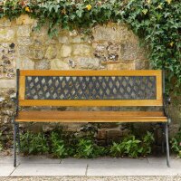 relaxdays Gartenbank 10036069_0 hellbraun/schwarz Metall 125,0 cm