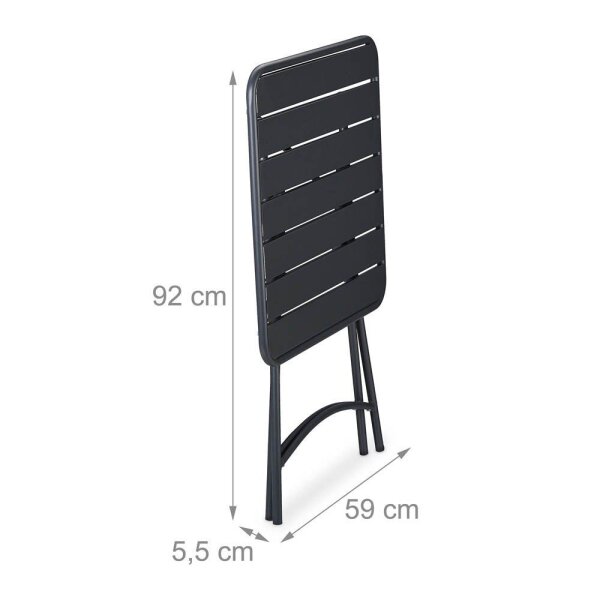 relaxdays Gartentisch anthrazit quadratisch 59,0 x 59,0 x 74,0 cm
