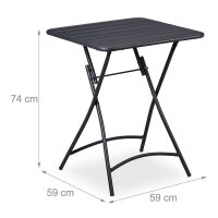 relaxdays Gartentisch anthrazit quadratisch 59,0 x 59,0 x...