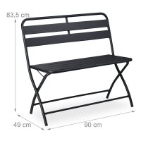 relaxdays Gartenbank 10036106_0 dunkelgrau Metall 90,0 cm