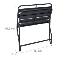 relaxdays Gartenbank 10036106_0 dunkelgrau Metall 90,0 cm
