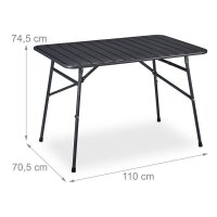 relaxdays Gartentisch anthrazit rechteckig 110,0 x 70,5 x...