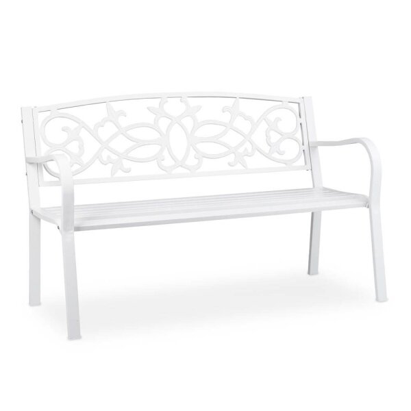 relaxdays Gartenbank 10036721_0 weiß Metall 124,5 cm