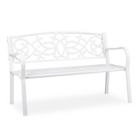 relaxdays Gartenbank 10036721_0 weiß Metall 124,5 cm