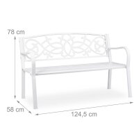 relaxdays Gartenbank 10036721_0 weiß Metall 124,5 cm
