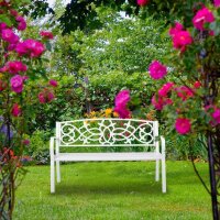 relaxdays Gartenbank 10036721_0 weiß Metall 124,5 cm