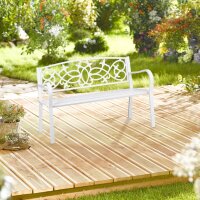 relaxdays Gartenbank 10036721_0 weiß Metall 124,5 cm