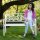 relaxdays Gartenbank 10036721_0 weiß Metall 124,5 cm