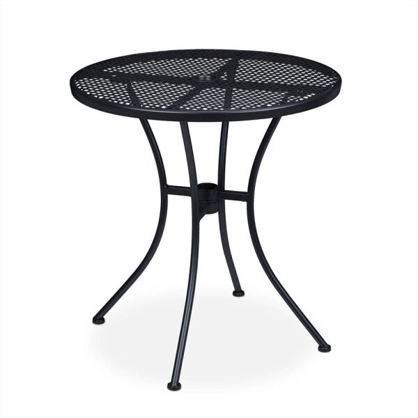 relaxdays Gartentisch schwarz rund 72,0 cm