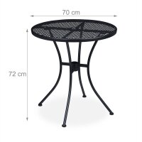 relaxdays Gartentisch schwarz rund 72,0 cm