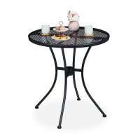 relaxdays Gartentisch schwarz rund 72,0 cm