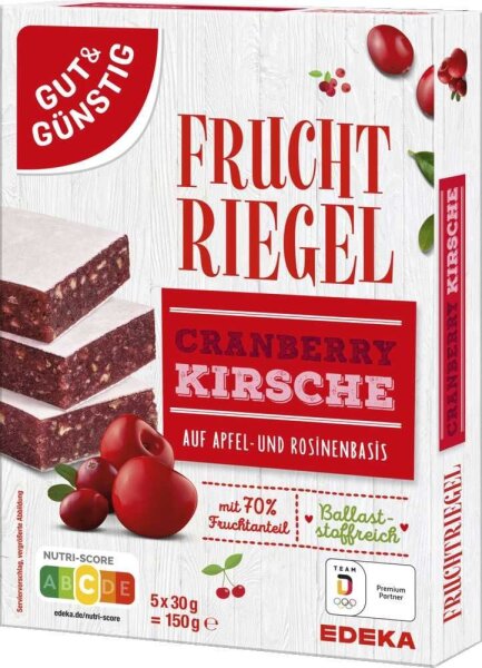 GUT&GÜNSTIG Fruchtriegel  5 Riegel, 5 St.