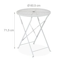relaxdays Gartentisch weiß rund 71,5 cm  (...
