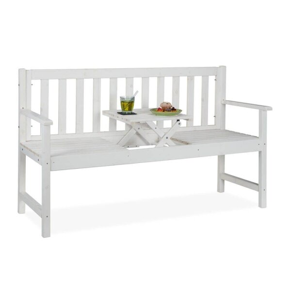 relaxdays Gartenbank 10038652_0 weiß Holz 152,0 cm