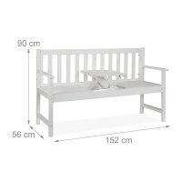 relaxdays Gartenbank 10038652_0 weiß Holz 152,0 cm